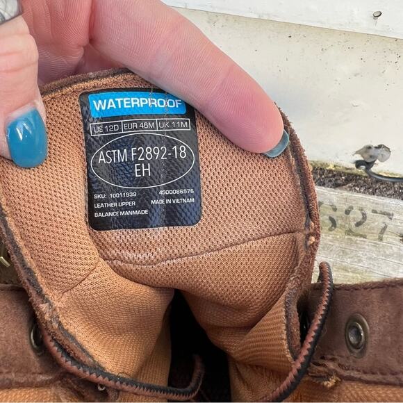 Ariat Workhog 8” Waterproof ATE Lace Up Leather Work Boots 12D - Picture 5 of 7